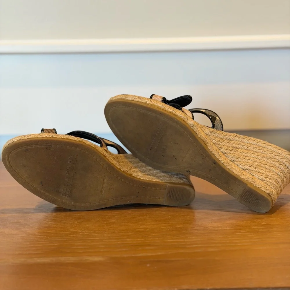 Burberry Nova Check Italian Made Espadrille Heels Womens Size 38 - Picture 4 of 6